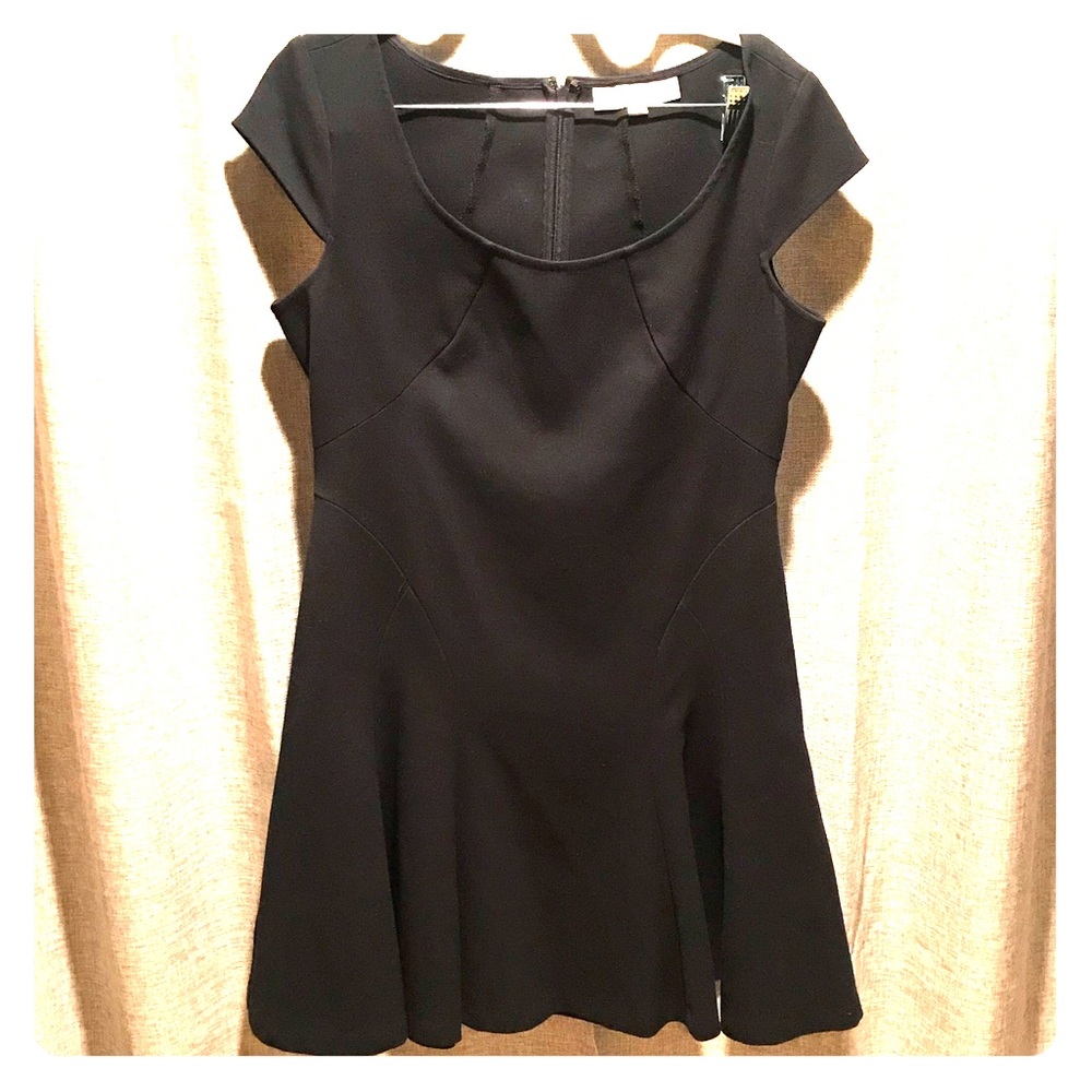 Dark navy cap sleeve a line dress LOFT